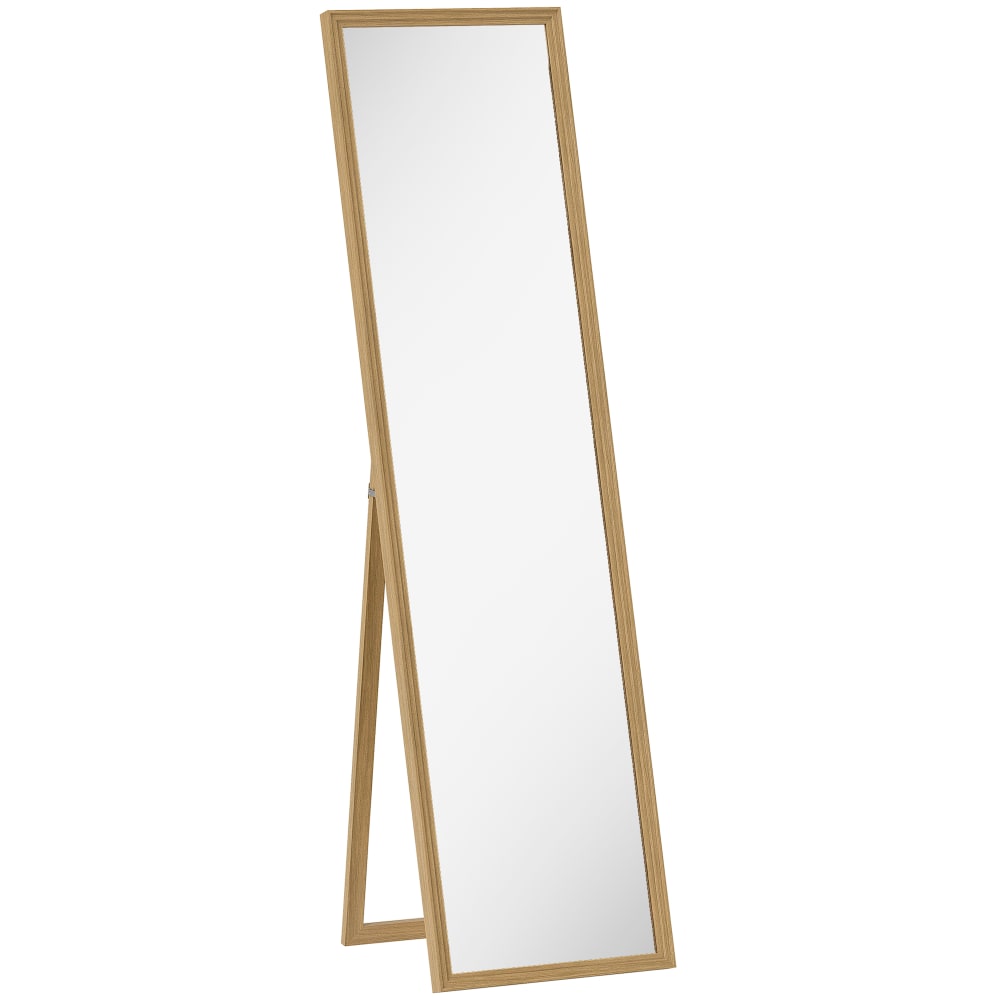Miroir rectangulaire sur pied en MDF et verre trempé naturel