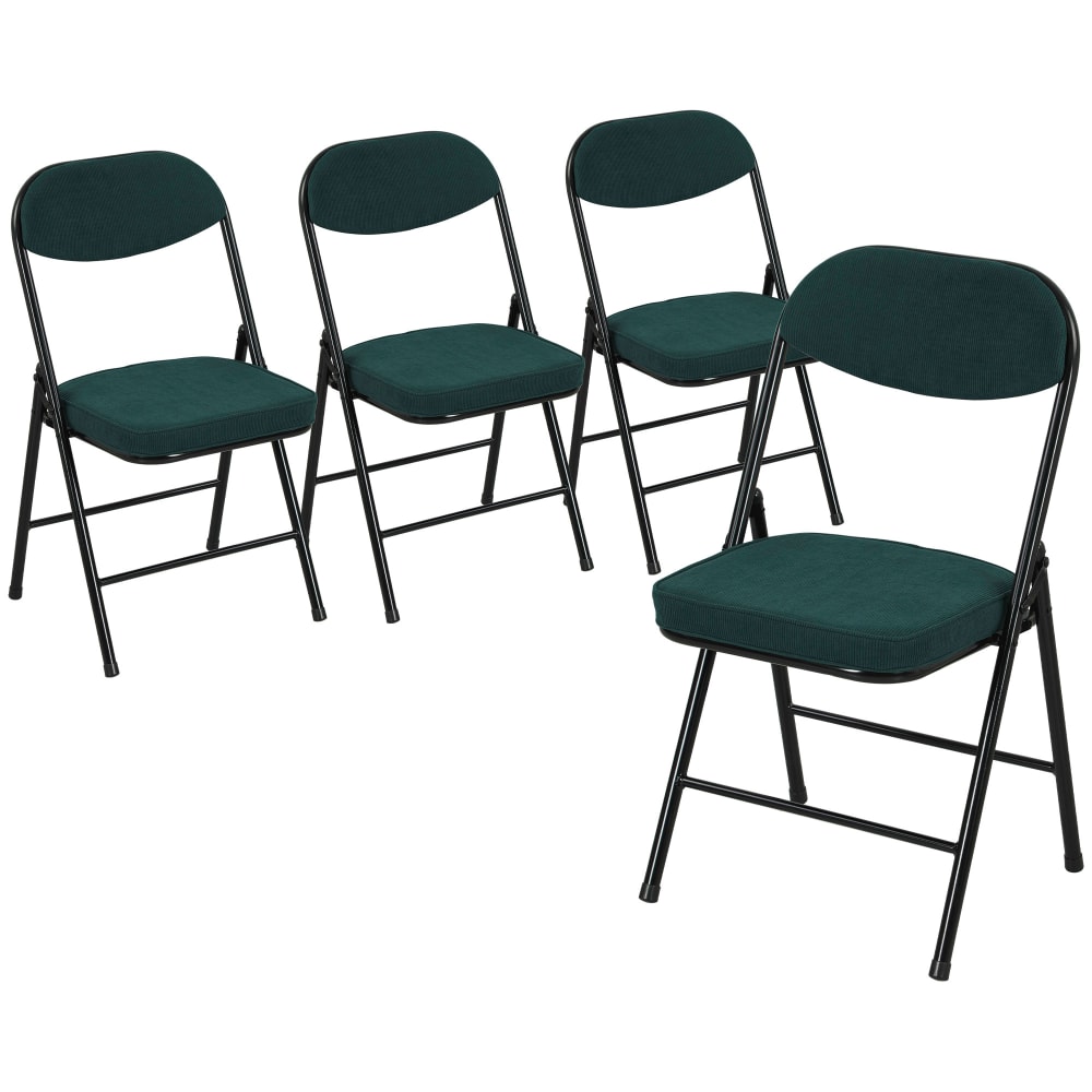 Lot de 4 chaises pliantes portables en velours côtelé bleu