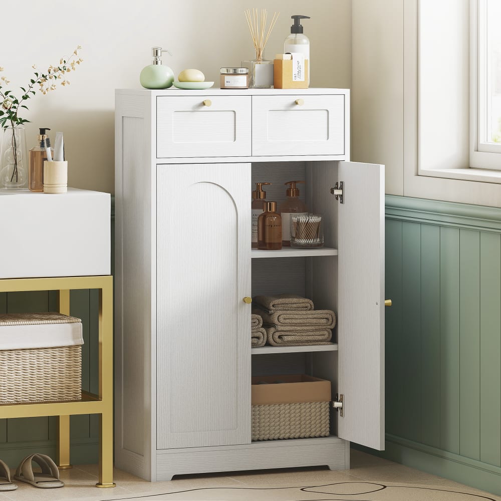 Weißer Partikelbogen-Zweitür-Badezimmerschrank - Maisons Du Monde