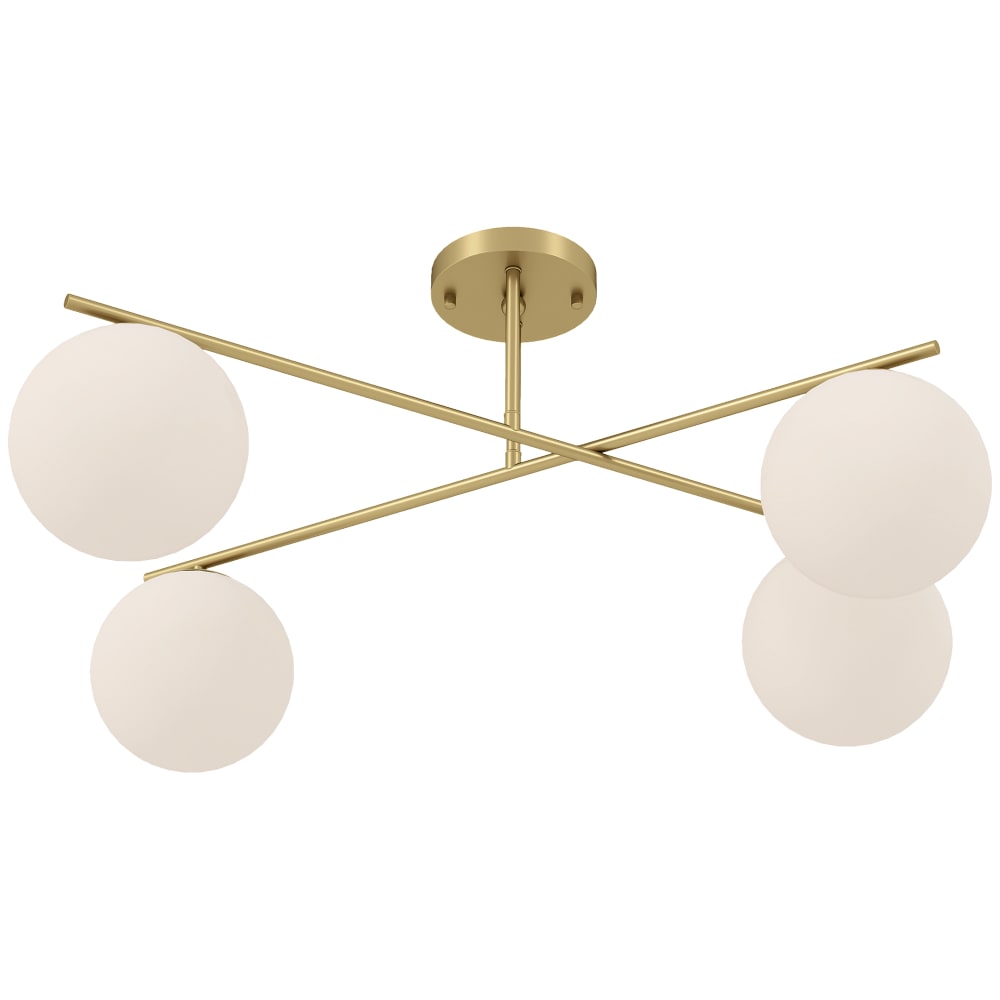 Homcom 4-E14-Hängedeckenleuchte & halbflach, gold & creme style modern - Metall