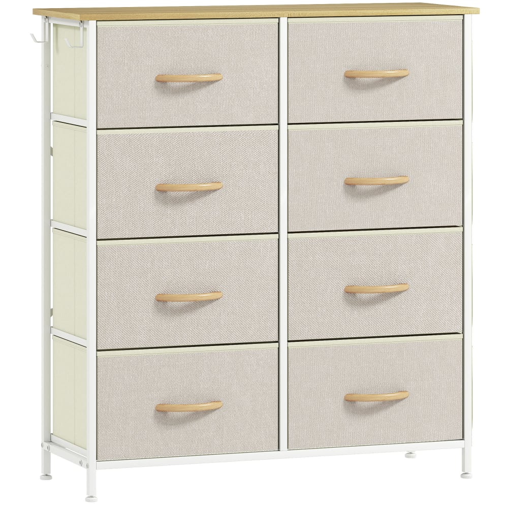Homcom Beige Stoff-Kommode mit 8 Schubladen & Stahlrahmen style modern Beige Stoff