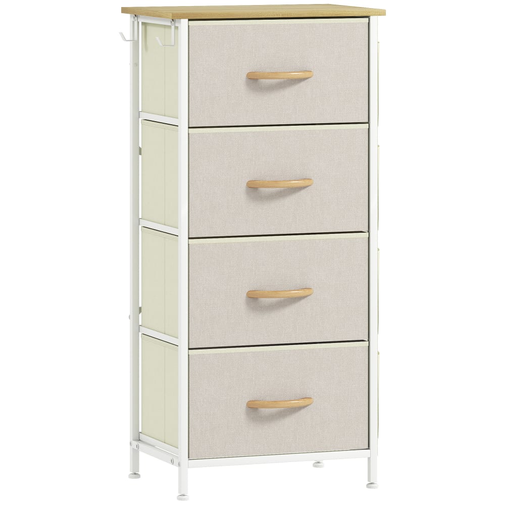 Homcom Beige Stoff-&Stahlrahmen-Kommode 4-Schub style modern Beige Stoff