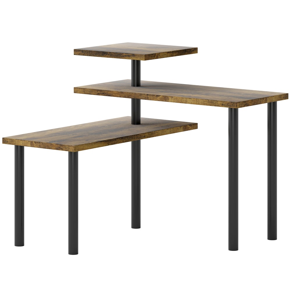 Étagère de cuisine rotative 3 niveaux cadre en métal brun rustique