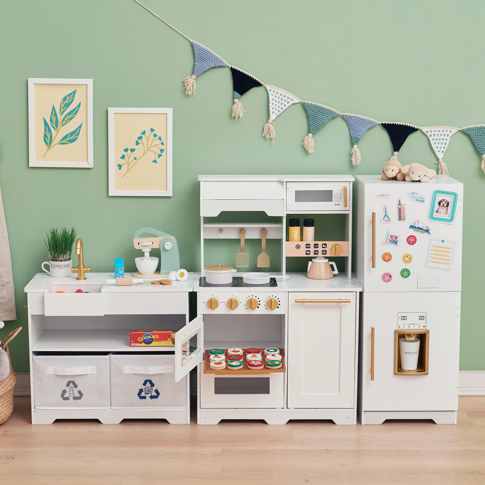 Cuisine modulaire bois avec accessoires, Blanc, 87cm