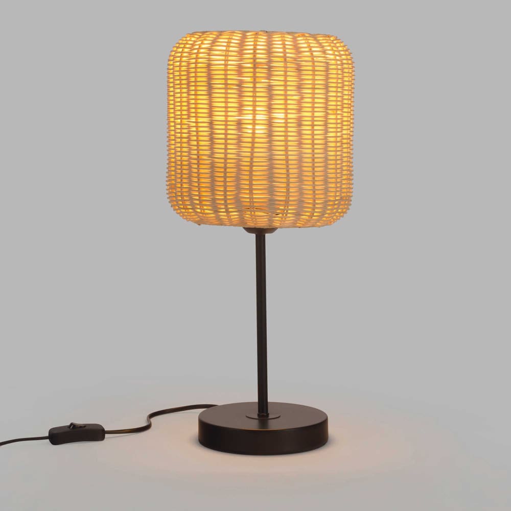 Lampe design en rotin marron — vue 3