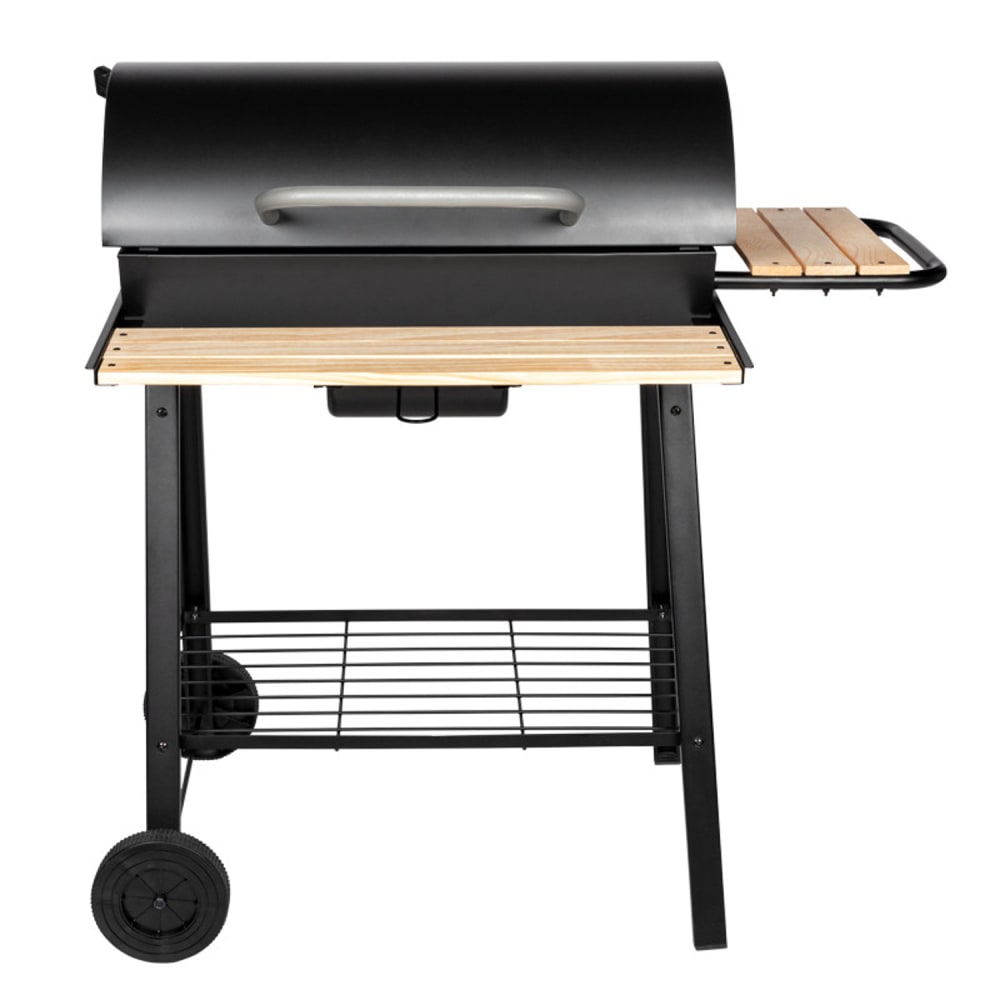 Barbecue au charbon sur chariot avec tablettes latérales