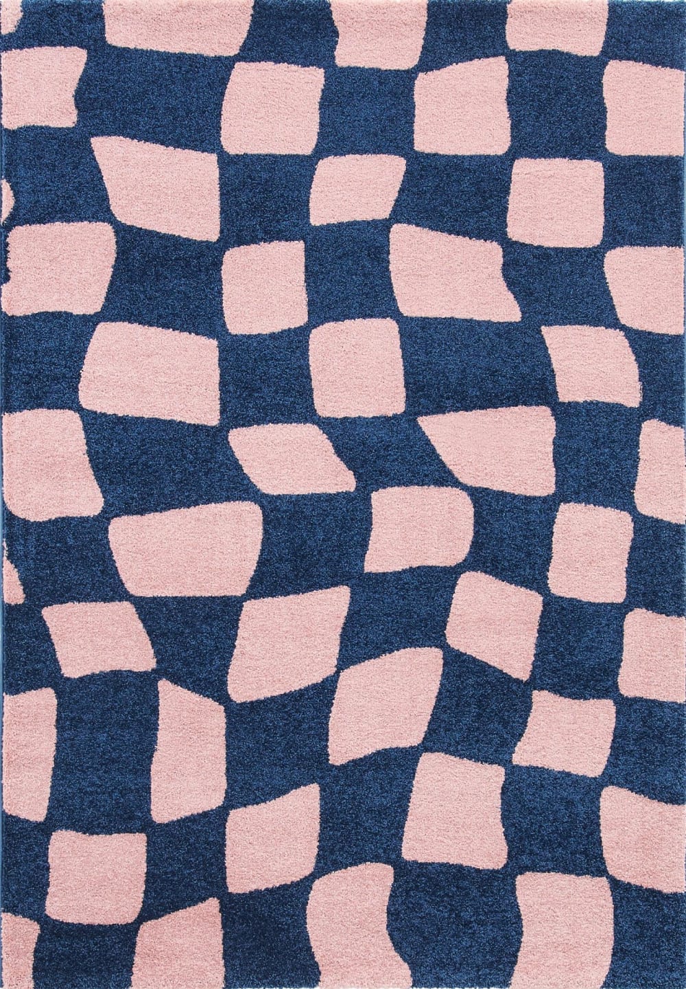 Tapis vintage style année 70 à motif damier Bleu - 120x160