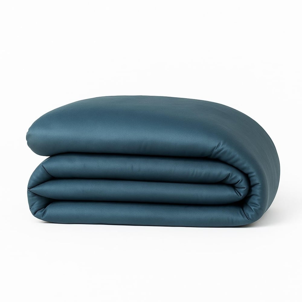 Housse de couette satin lavé de coton bio bleu orage 260x240 — vue 3