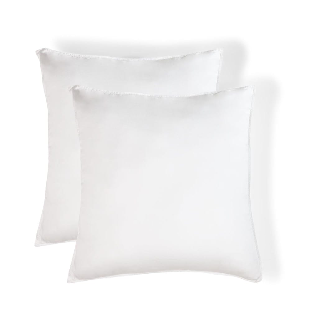 Taie d'oreiller (x2) satin lavé de coton bio blanc 65x65