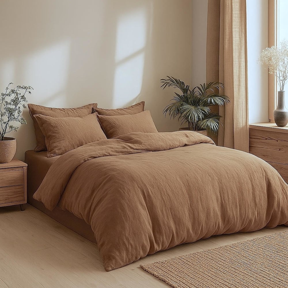 Drap housse lin lavé noisette 140x200x30 — vue 4