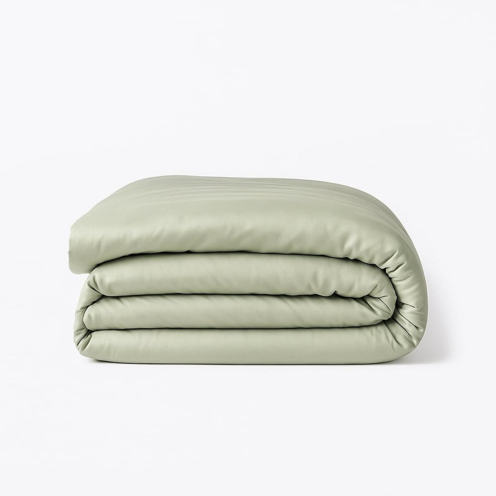 Housse de couette satin lavé de coton bio vert céladon 240x220 — vue 3