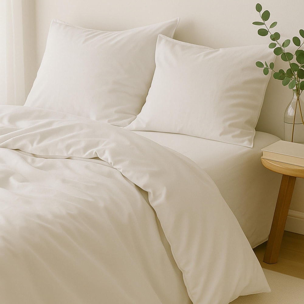 Housse de couette satin lavé de coton bio blanc 260x240 — vue 4