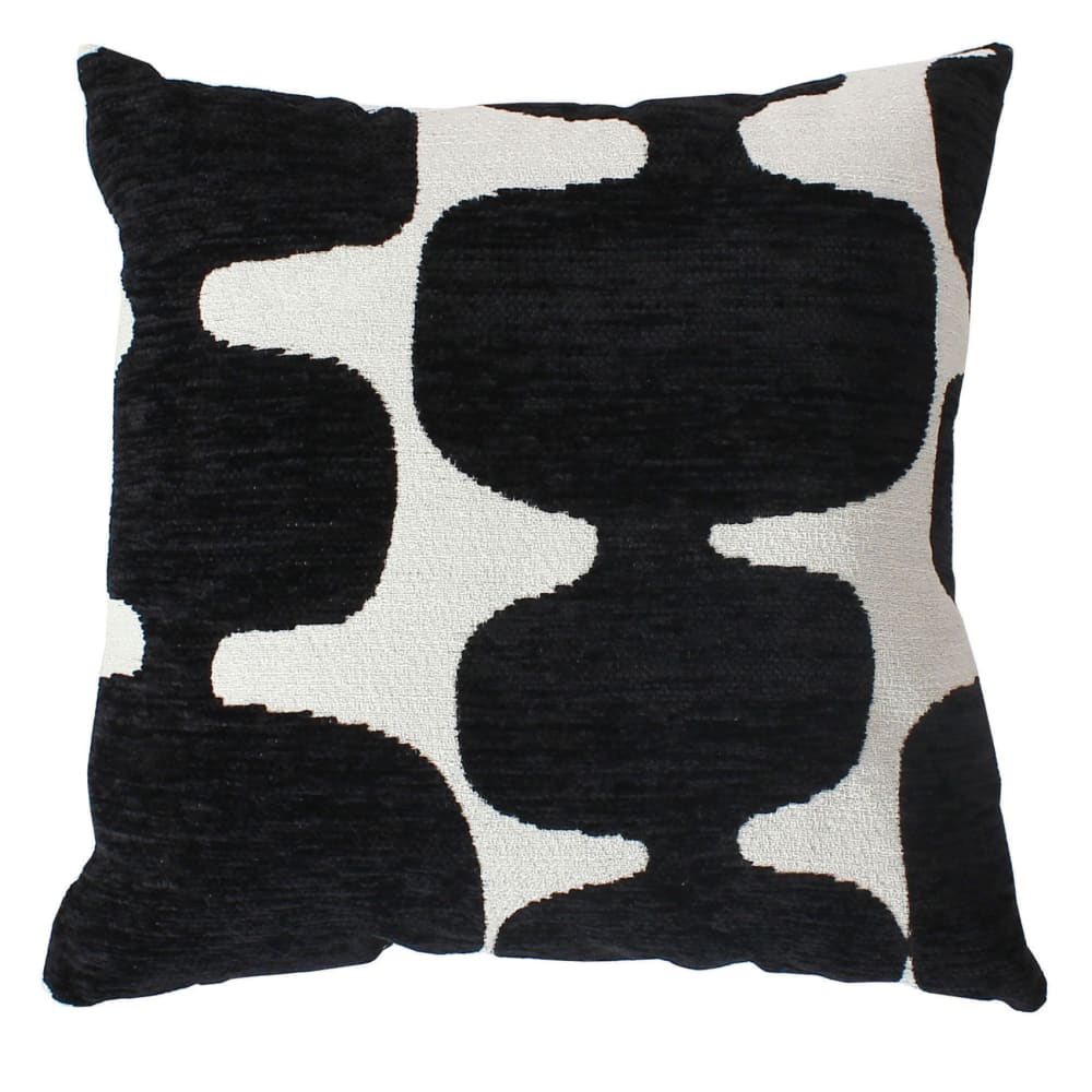 Coussin décoratif déhoussable jacquard motif moderne polyester noir