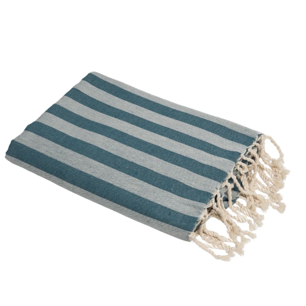 Fouta jacquard coton 100x200 bleu pétrole