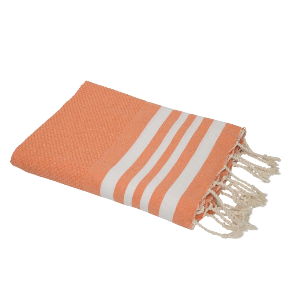 Fouta nid d'abeille coton 100x200 orange