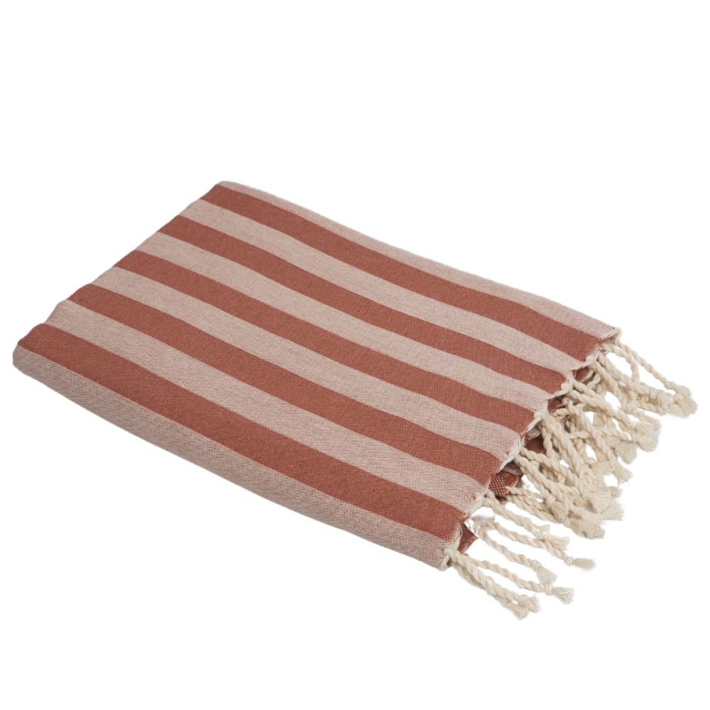 Fouta jacquard coton 100x200 rouge tomette