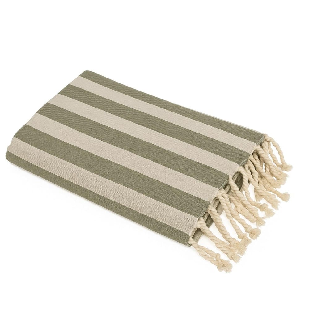 Fouta jacquard coton 100x200 vert olive