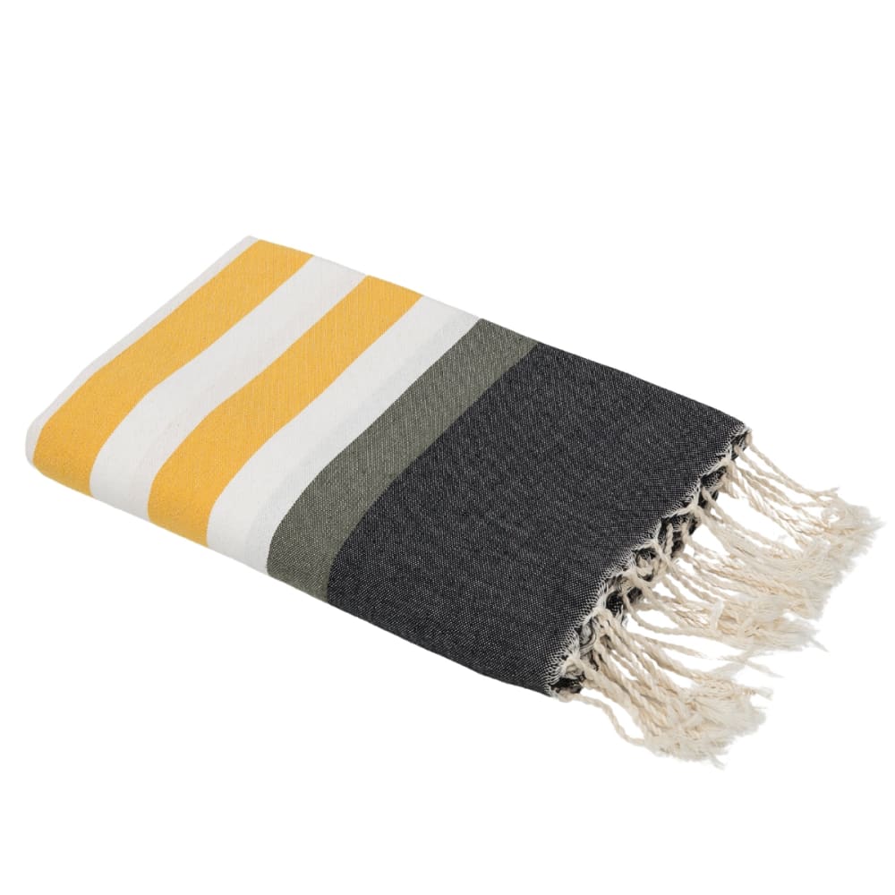 Fouta coton 100x200 jaune & noir & kaki