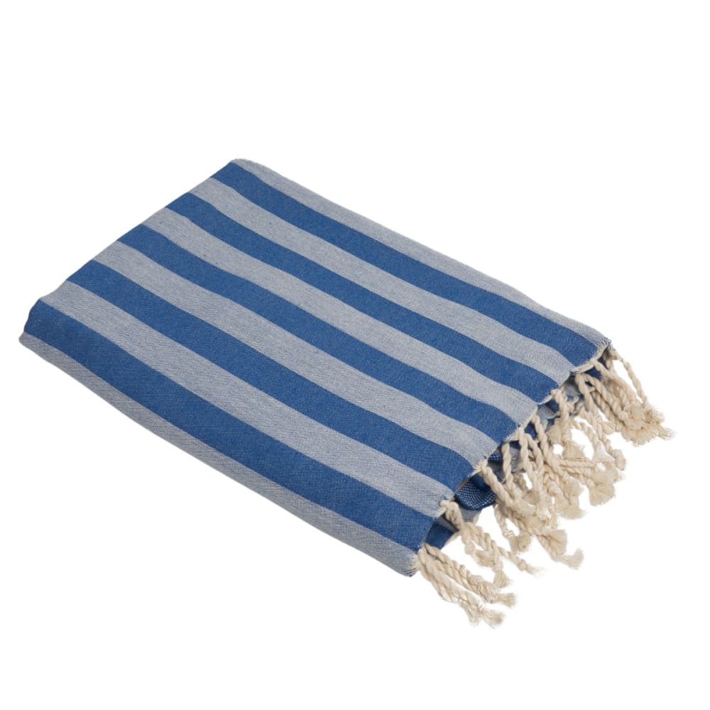 Fouta jacquard coton 100x200 bleu grec