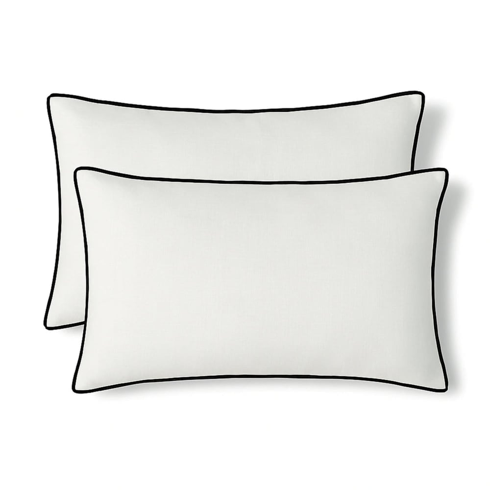 Lot de 2 housses de coussin toile de coton blanc & noir 60x40