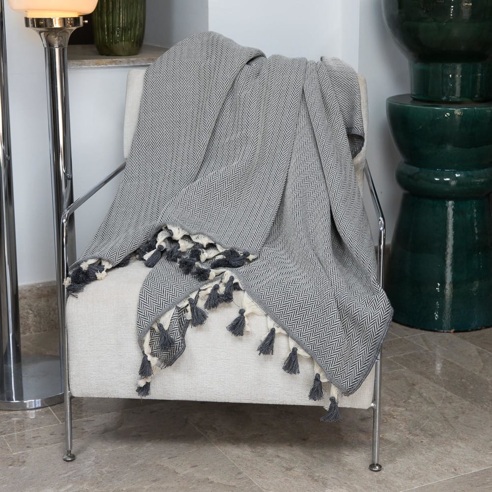 Plaid laine gris chiné 130x170