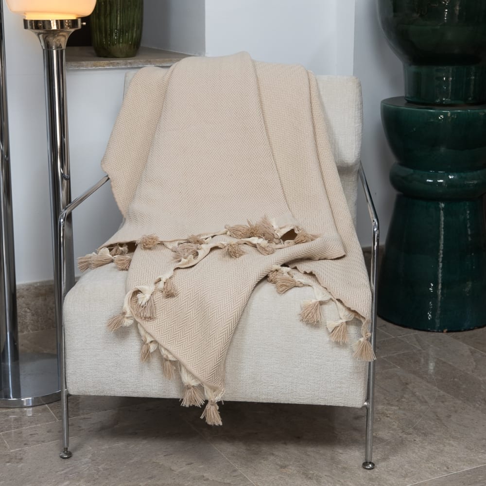Plaid aus Wolle helles taupe - Maisons Du Monde