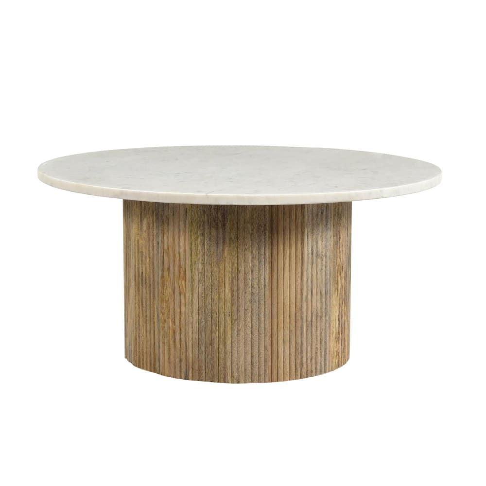 Livingfurn Couchtisch Nova Ø70cm, Weiß Weiß Holz