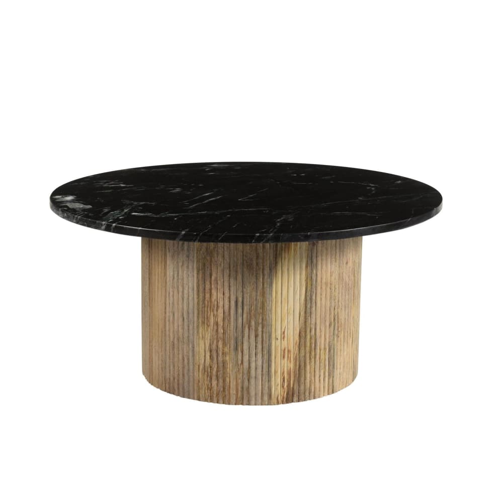 Livingfurn Couchtisch Nova Ø70cm, Schwarz Schwarz Holz