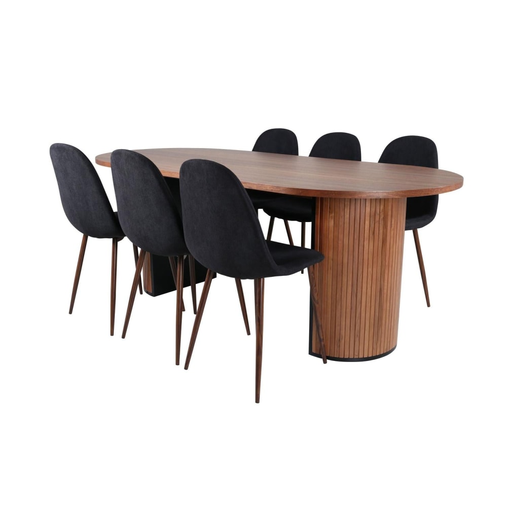 Venture Home Essgruppe Esstisch 200*90cm mit Stühlen Polar Braun Spanplatte