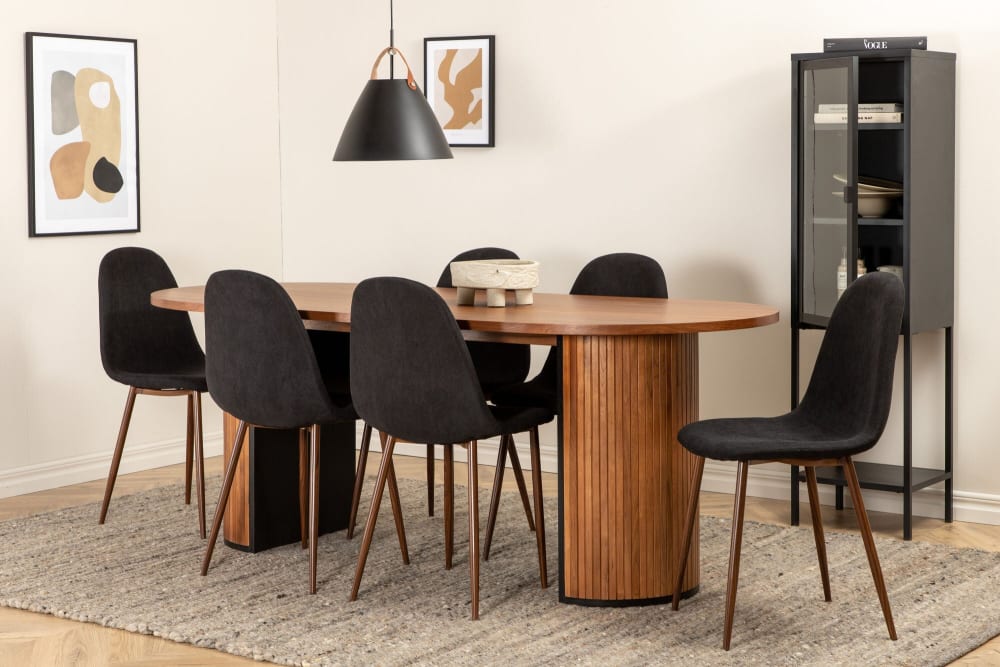 Essgruppe Esstisch 200*90cm mit Stühlen Polar - Maisons Du Monde