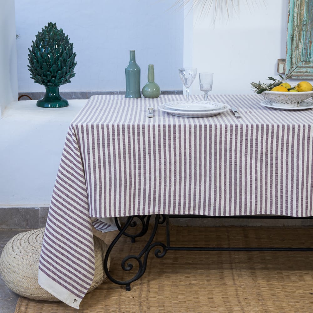 Nappe coton prune 180x350