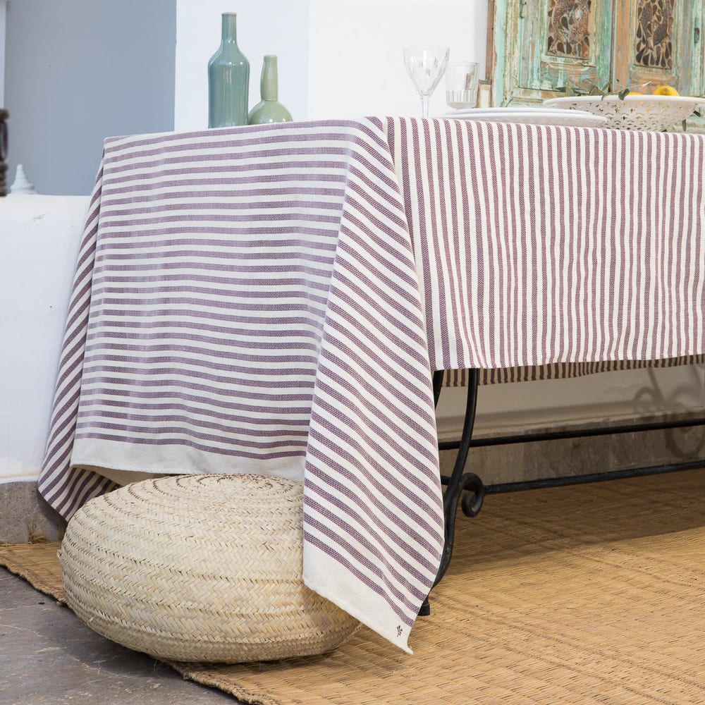 Nappe coton prune 180x300