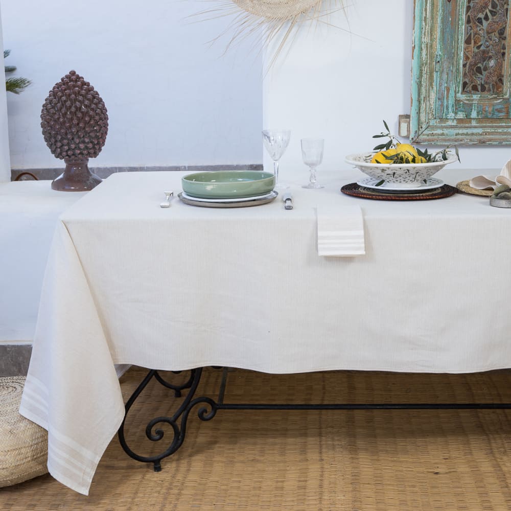 Nappe + 8 serviettes coton lin 180x350