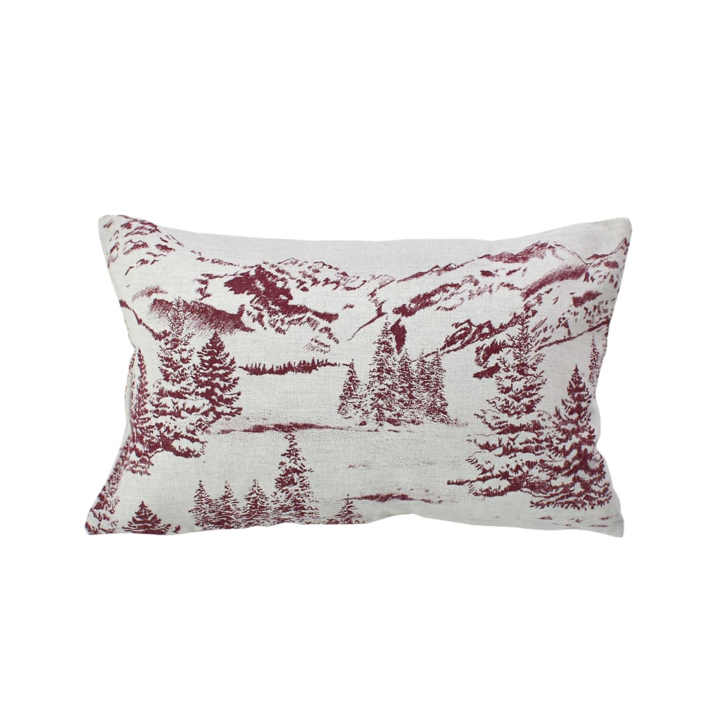 Coussin décoratif déhoussable style montagne coton rouge 30x50 cm