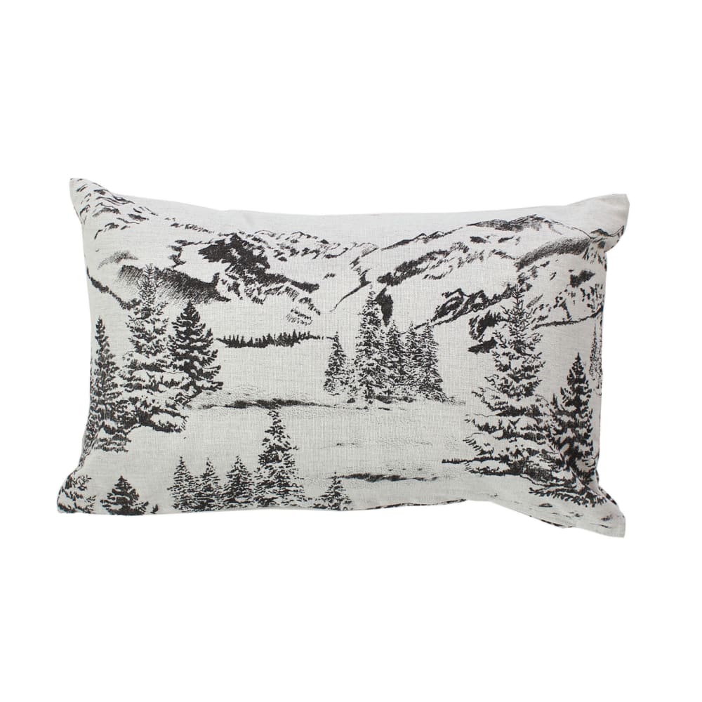 Coussin décoratif déhoussable style montagne coton gris anthracite