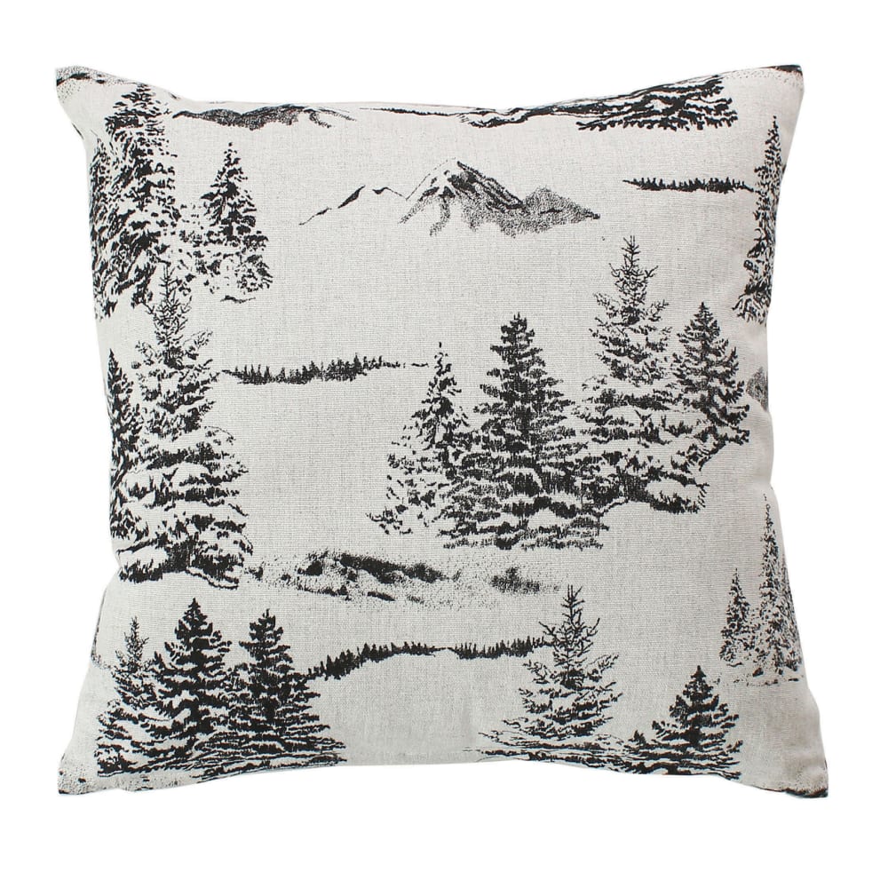 Coussin décoratif déhoussable style montagne coton gris anthracite