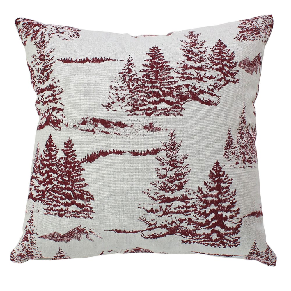 Coussin décoratif déhoussable style montagne coton rouge 40x40 cm