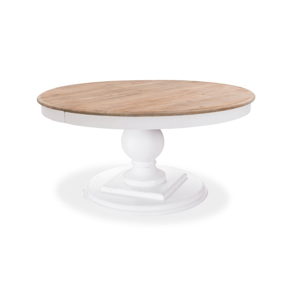Table ronde extensible en bois massif bois et pied blanc 6 personnes