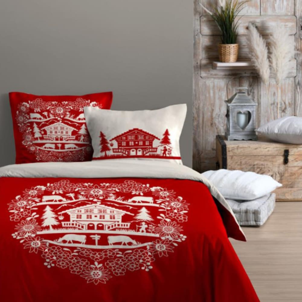 Parure housse de couette valloire rouge 240 x 220 cm – 100 % coton - Maisons du Monde