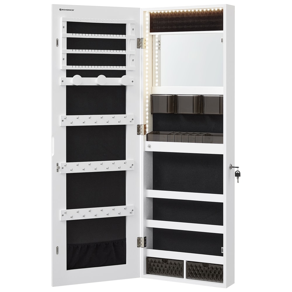 Armoire à bijoux murale en bois blanc