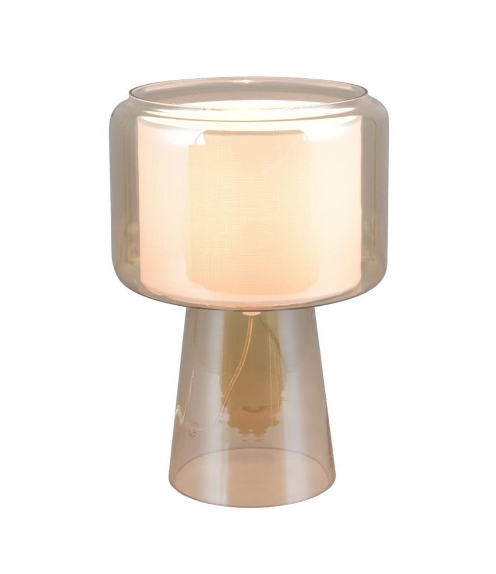 Lampe design en verre ambre