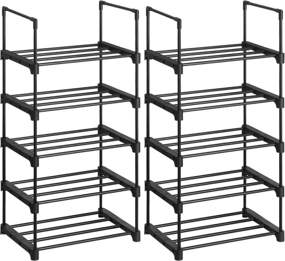 Étagères à chaussures à 5 niveaux lot de 2 empilable noir