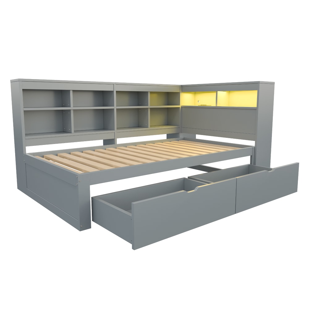 Lit enfant en bois gris,