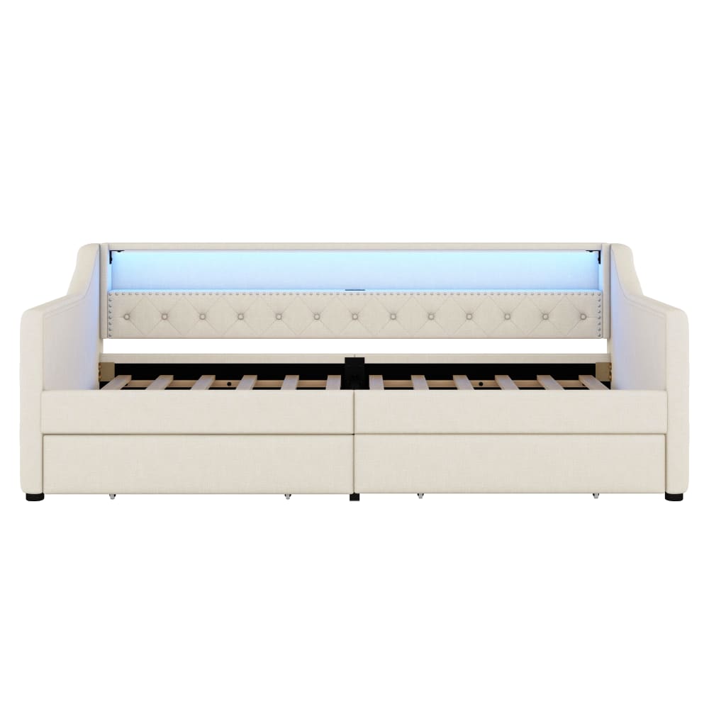 Lit enfant en lin beige,