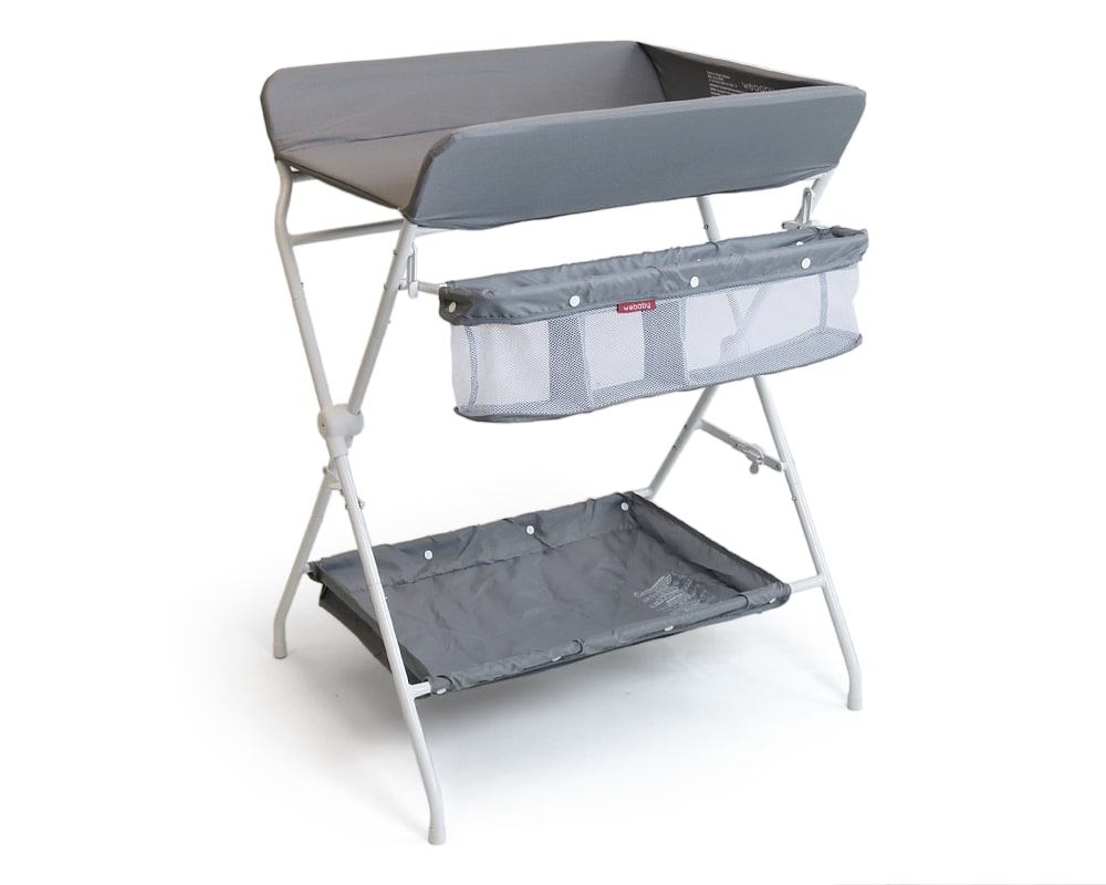 Webaby - Table à langer pliante en acier - blanc et gris