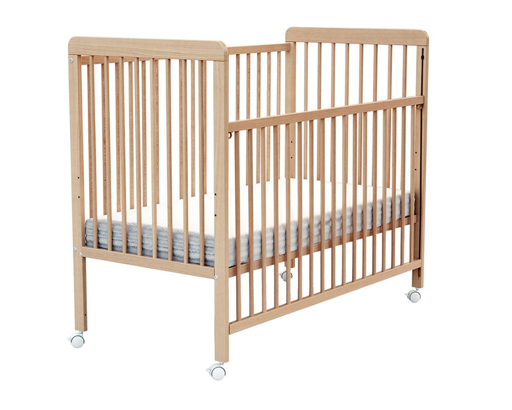 Lit bébé coulissant en bois Hêtre Verni 60 x 120 cm