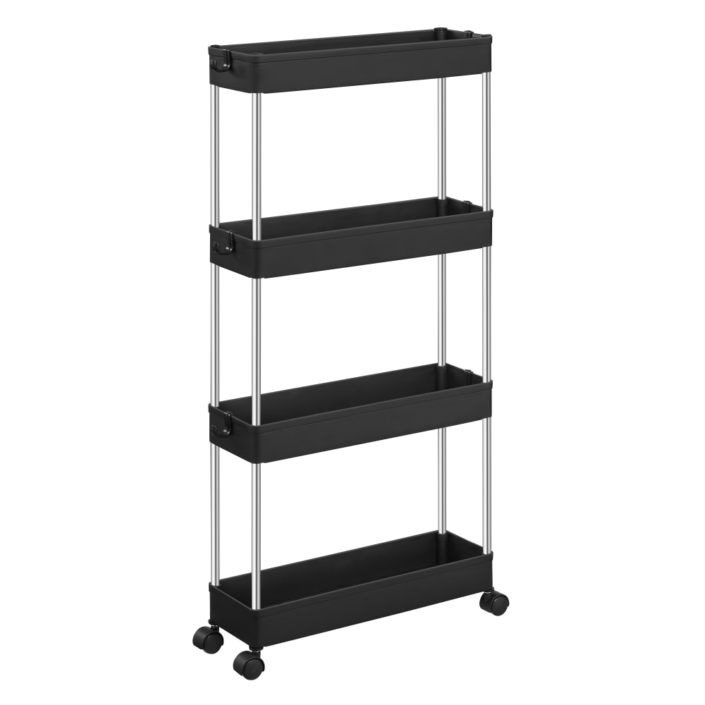 Carrello Portaoggetti 4 Livelli Con Ruote 14,4 X 42 X 86 Cm Nero-image