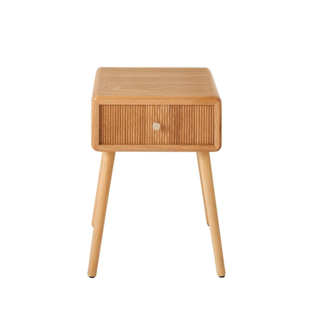 Chevet 1 tiroir avec façades lamellées L42 cm - Effet Bois clair