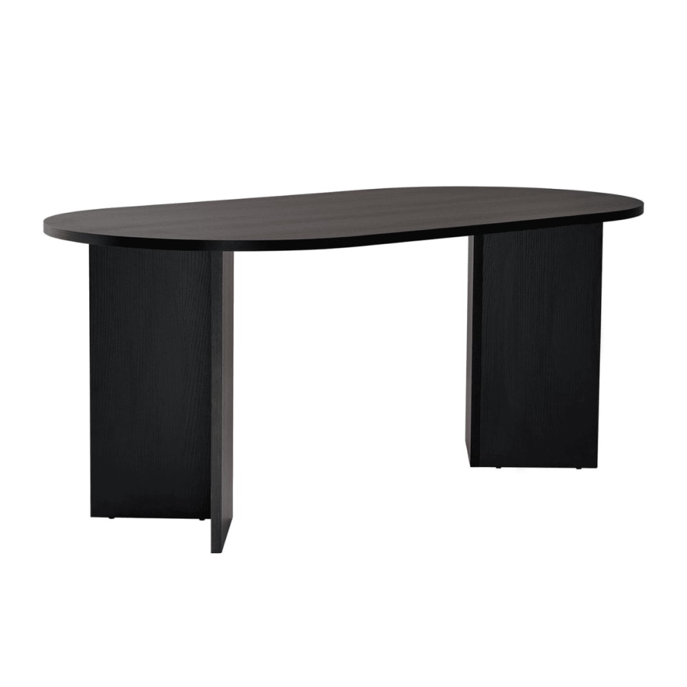 Table à manger avec bords arrondis L180 cm - Effet Bois noir