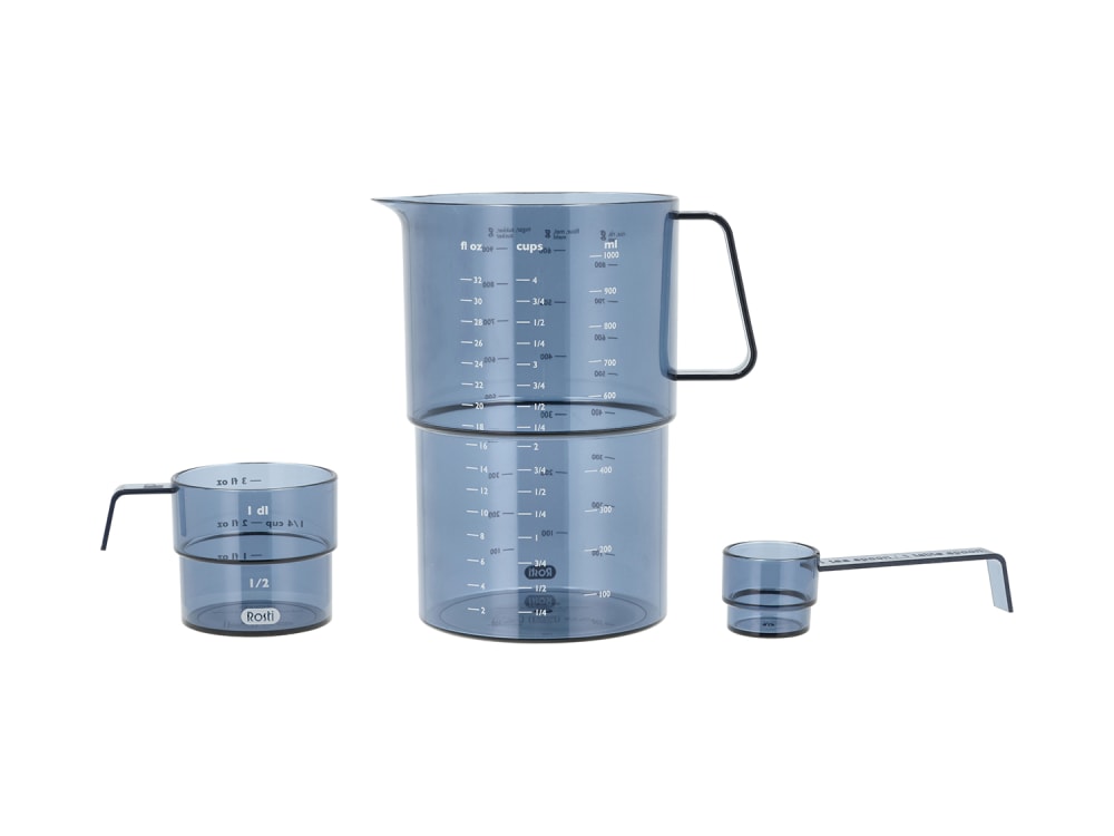 Set de mesure pichet, verre et cuilère bleu pastel